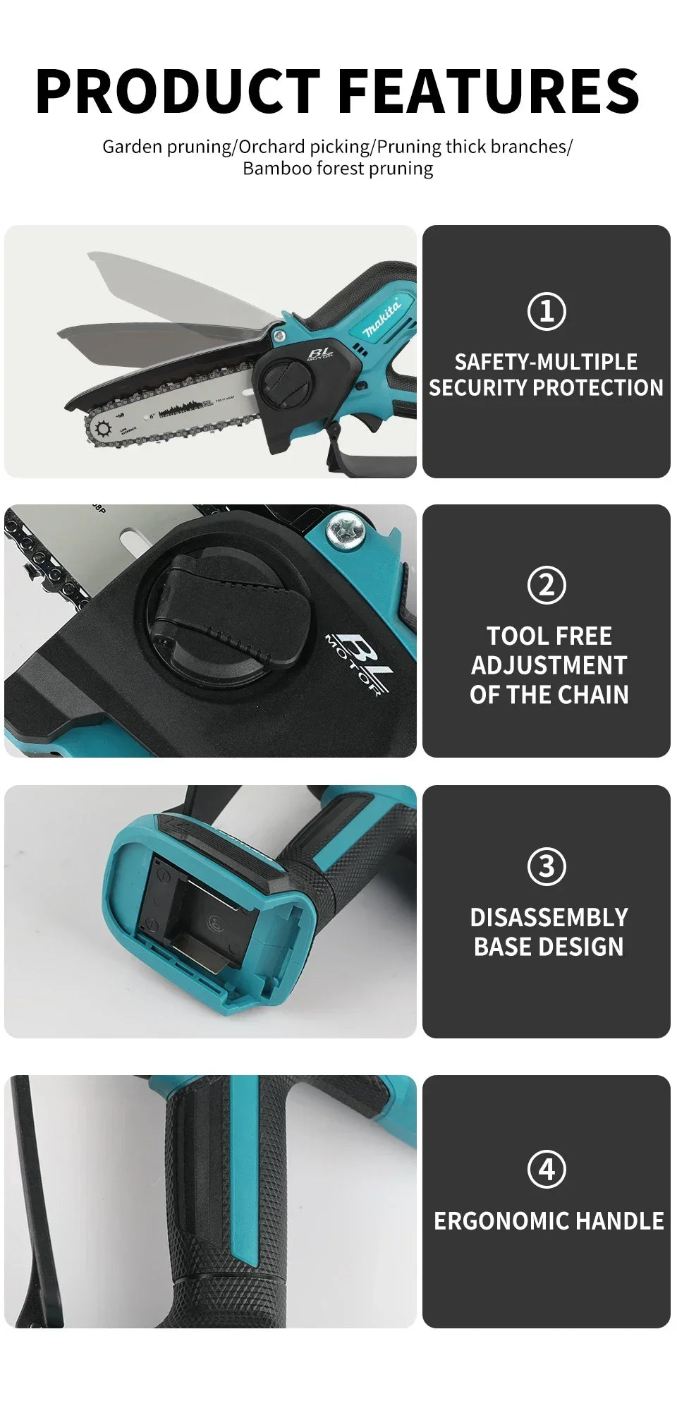 Makita  Woodworking with Small Handheld 18V Cordless Chainsaw for Electric 6-inch Logging Sawzall Mini Portable Chainsaw