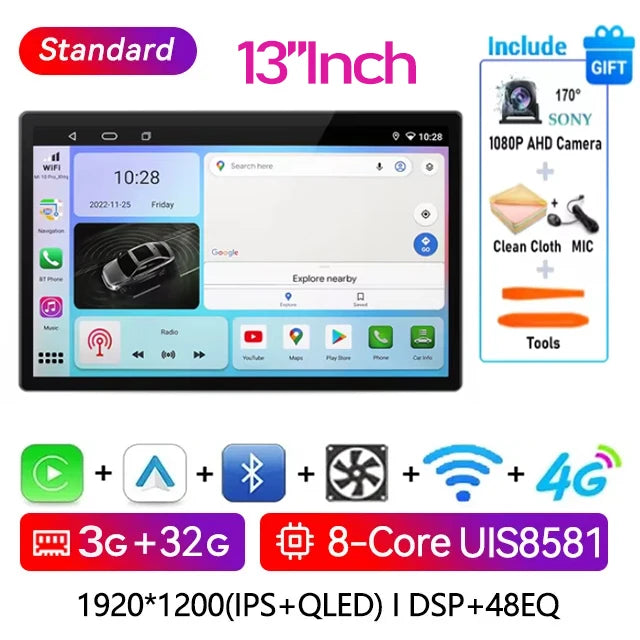 13 Inch Android 15 For VW Volkswagen Passat B7 B6 CC 2007-2015 Wireless Carplay Stereo Head Unit 2DIN Screen Car Radio Multimedi