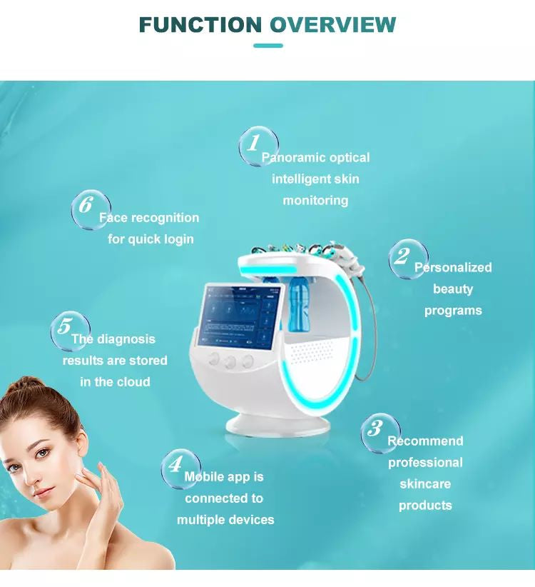 7-in-1 Hydro Facial Skin Care Machine Ultrasonic Rejuvenation Dermabrasion Hyperbaric Oxygen Facial Device for Deep Cleansing