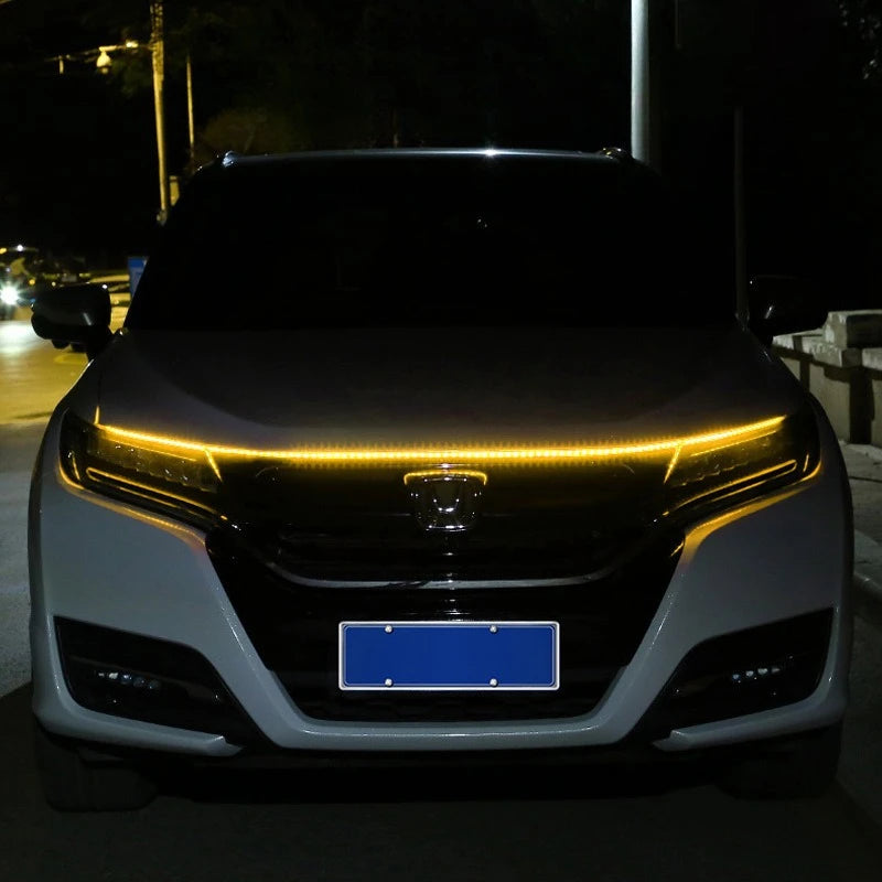 1.5m Car Daytime Running Light Strips, Car Hood Strip Light, Universal Dynamic Scan Start Up Hoodbeam Kit, for Cars,SUVs, Trucks