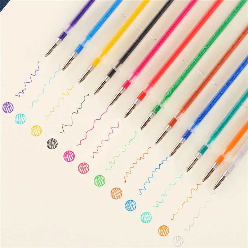 0.8mm 100 Colors Ballpoint Pen Fluorescent Refills Color Flash Pen Smooth Ink Painting Graffiti Pens Student Stationery 04116