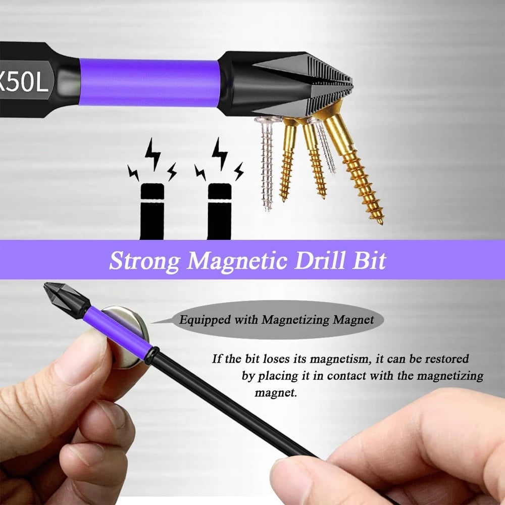 PH2 Impact Driver Bit Set 5-60PCS – Magnetic Cross Screwdriver Alloy Steel Non-Slip Drill Bits