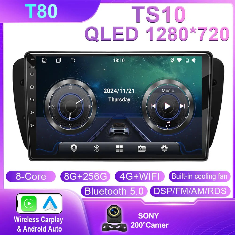 Car Radio For Seat Ibiza MK4 6J 2008-2015 Android Auto CarPlay GPS Navigation Multimedia Bluetooth 4G WIFI Car Head Unit No 2Din