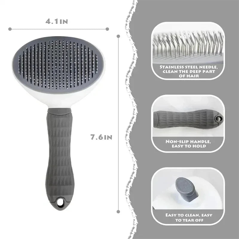 Self-Cleaning Slicker Brush for Dogs and Cats, Pet Hair Remover