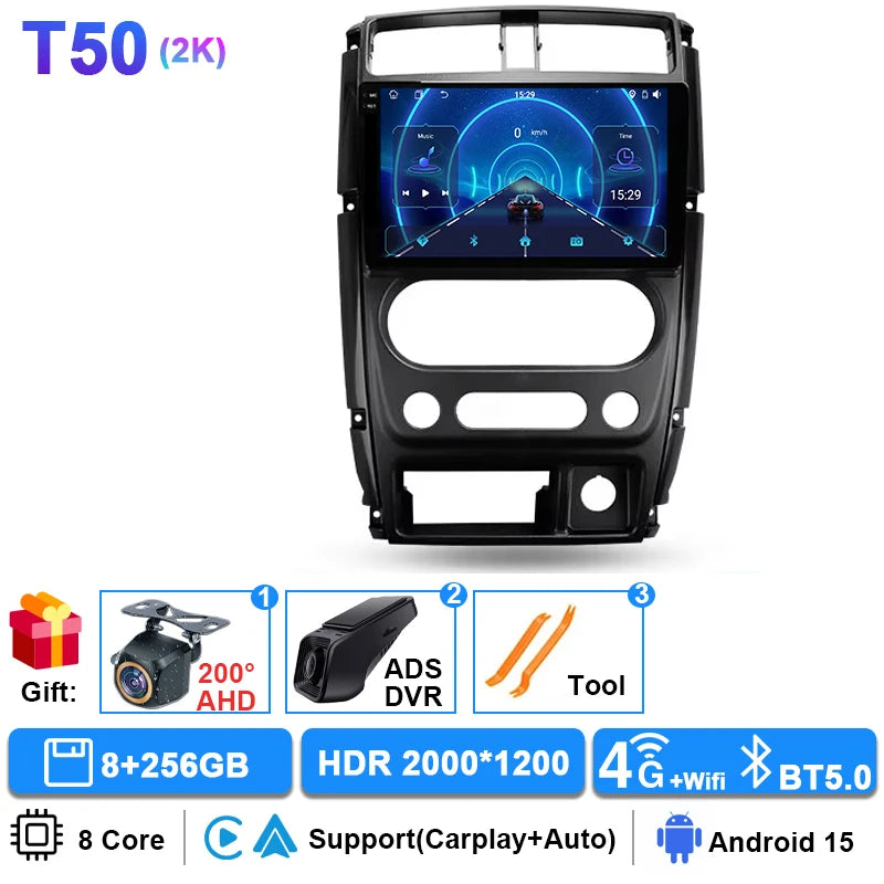 Android 15 Carplay Auto Car Radio For Suzuki Jimny 3 2005-2016 2017 2018 2019 Multimedia Player GPS Stereo DSP WiFi+4G Head Unit