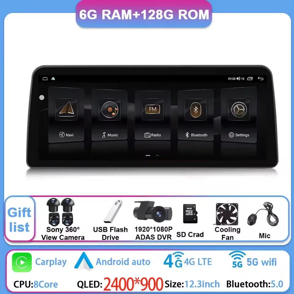 12.3 Inch Android 15 For GMC Yukon Chevrolet Tahoe Silverado 2007 - 2013 Car Radio Multimedia Player GPS Head Unit Auto StereoBT