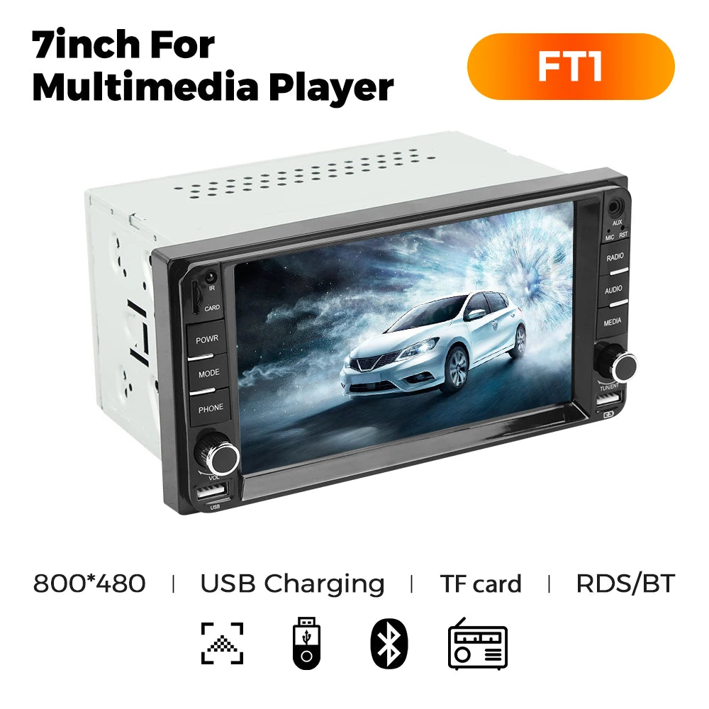 MEKEDE 7" 2-DIN Car Stereo — Wired CarPlay & Android Auto, HD Touchscreen, Bluetooth, USB, FM Radio