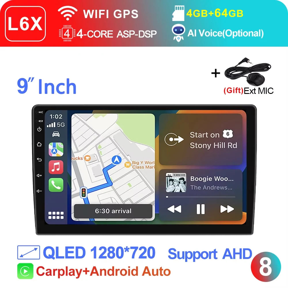 LEHX Wireless Carplay 2din Android 14 Car Radio Multimedia Video Player Universal 7/9/10 inch AutoRadio GPS Navigation 4G WiFi