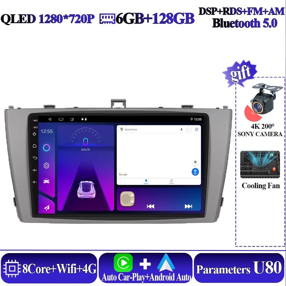 Android 16 8 core Carplay For Toyota Avensis T27 2009-2015 Car Multimedia Player 5G Wifi High-performance 7862 CPU Touch Display