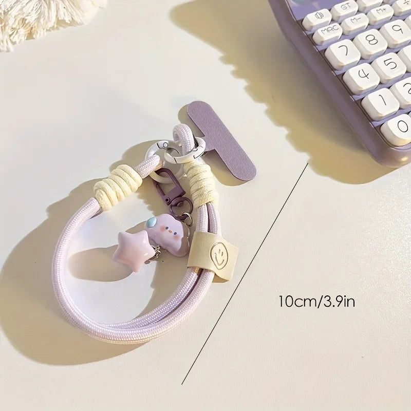 New Colourful Mobile Phone Strap Short Wrist Strap Clouds Star Charm Keychain Camera Chain Lanyard Universal Phone Case Lanyard