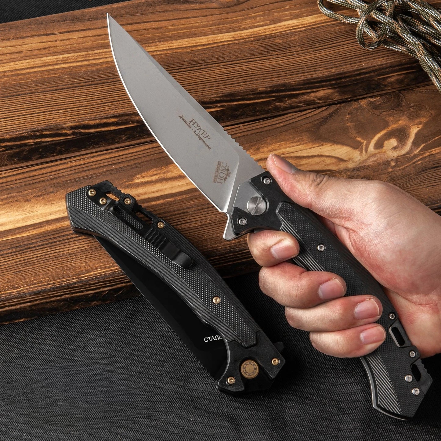 Stainless Steel 440C Folding Knife with Black Nylon Fiber Handle Portable Household Fruit EDC Carry-on Tool Knife Men's Gift