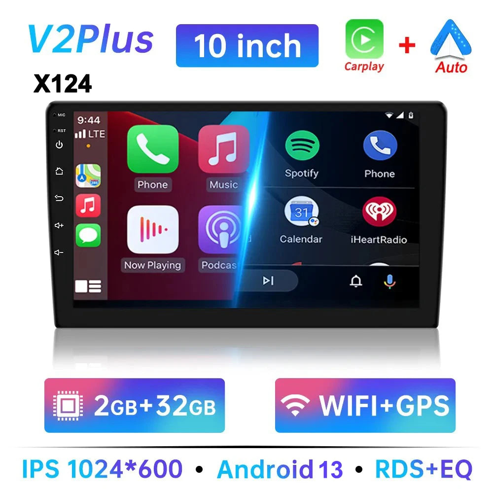 Universal 2-DIN Android 13 Car Stereo (7"/9"/10", 64GB) — CarPlay, GPS, Bluetooth, WiFi