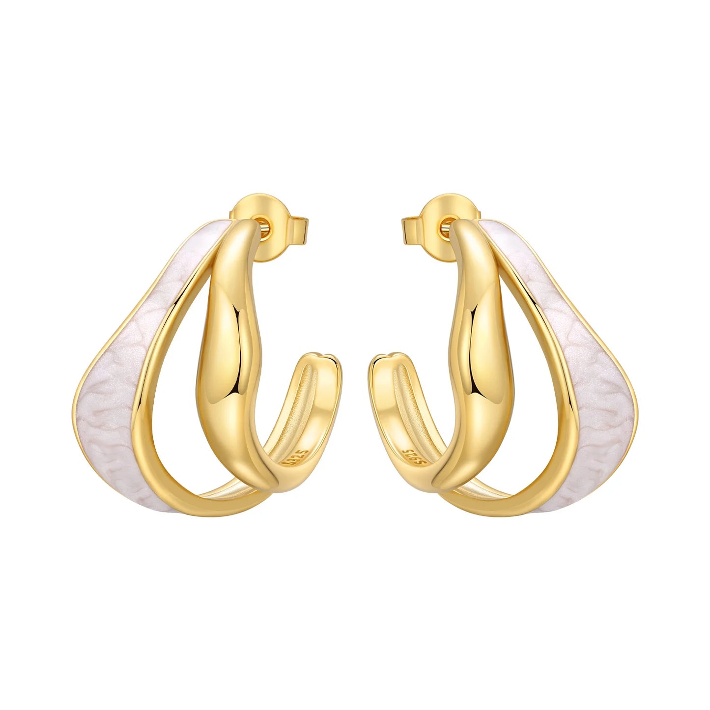 Original 2026 S925 Sterling Silver Zircon 18K Gold Lining Vintage Hoop Earrings for Women Birthday Party Wedding Gift Jewellery