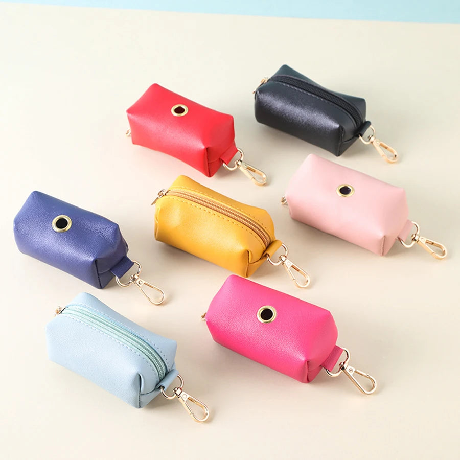 PU Leather Poop Bag Dispenser - Portable Dog Walking Pouch – photo 2
