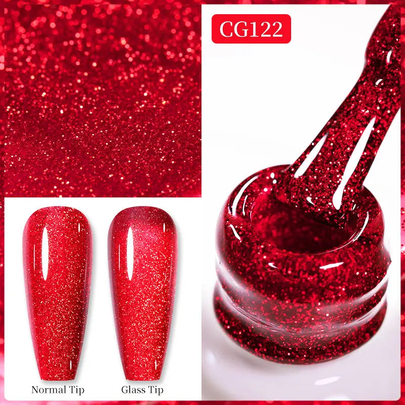 BORN PRETTY Christmas Green Glitter Gel Nail Polish 10ml Sparking Red Glitter White Gold Silver Santa Winter Snowflake Soak Off