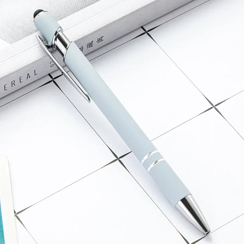 50pcs Light Metal Ballpoint Pen Touch Screen Pen Office School Advertising Pen Custom Logo Text Engraving Laser Engraving