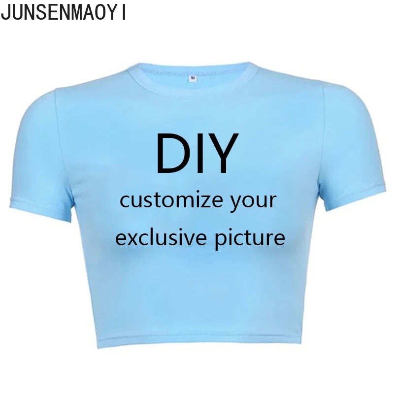 2026 New Summer Short Sleeve O Neck Your Exclusive DIY Print Pattern Customize Cropped Navel Women Crop Tops Fashion T-Shirt