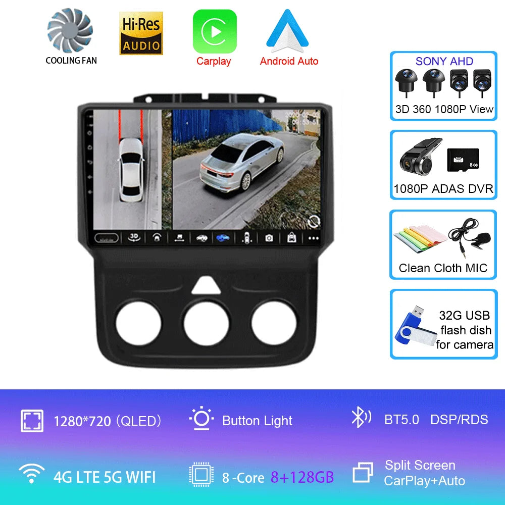 Android Car Radio Head Unit with GPS for Dodge Ram 1500/2500/3500 (2013-2018)