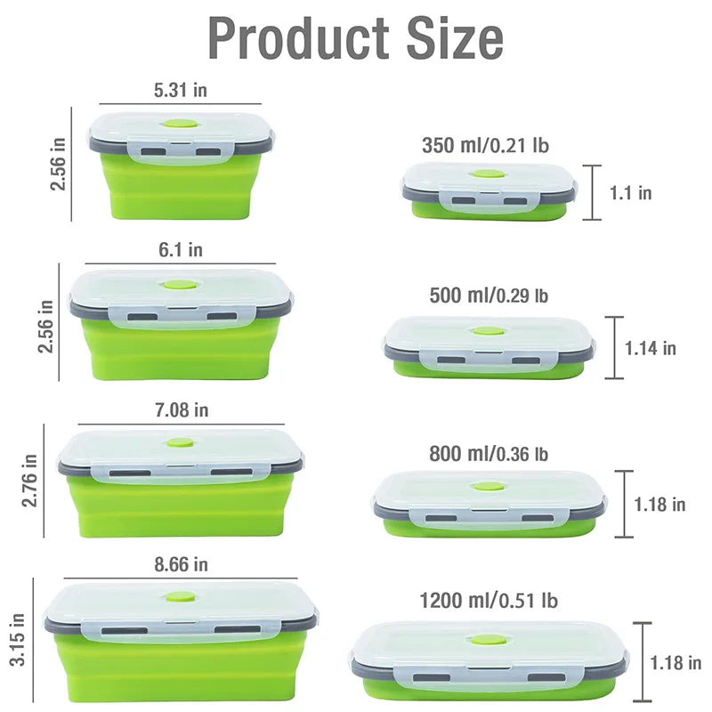 Collapsible Silicone Lunch Box - Stackable Food Storage Containers