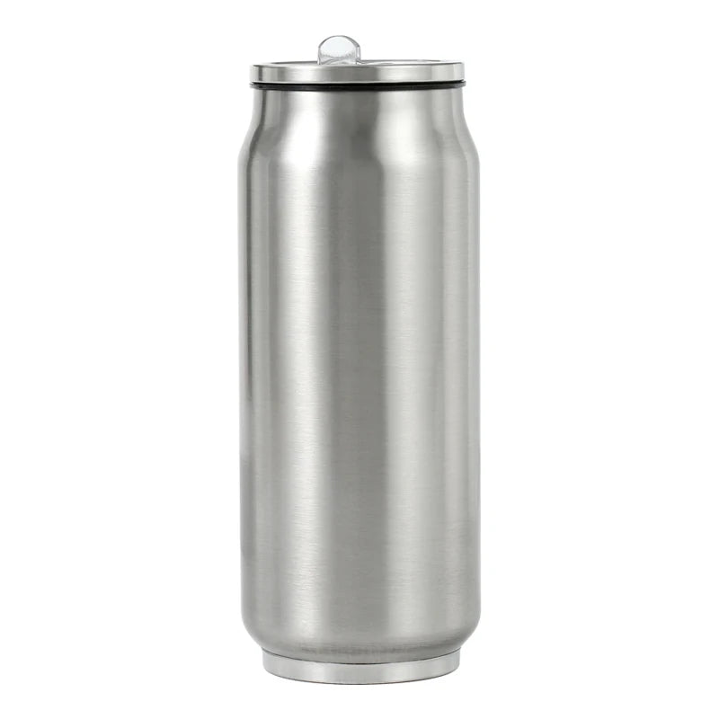 500ML 304 Stainless Steel Cola Can Thermos Custom LOGO Vacuum Cup Flask Portable Double Layers Straw Cup Water Bottle Mug