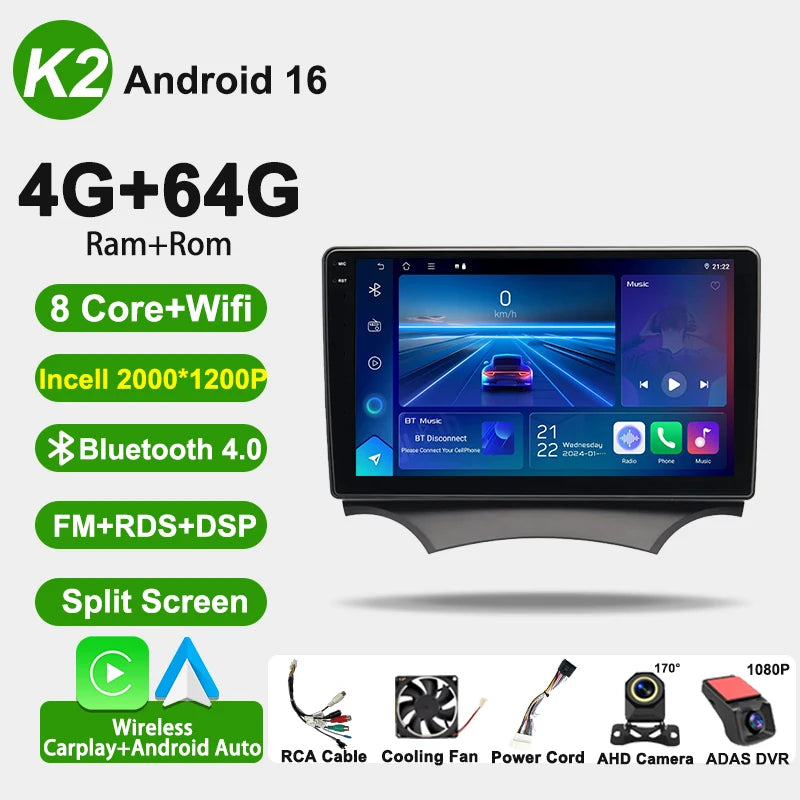 9" Car Stereo with Apple CarPlay & Android Auto, Compatible with Ford Ka (2008-2014)