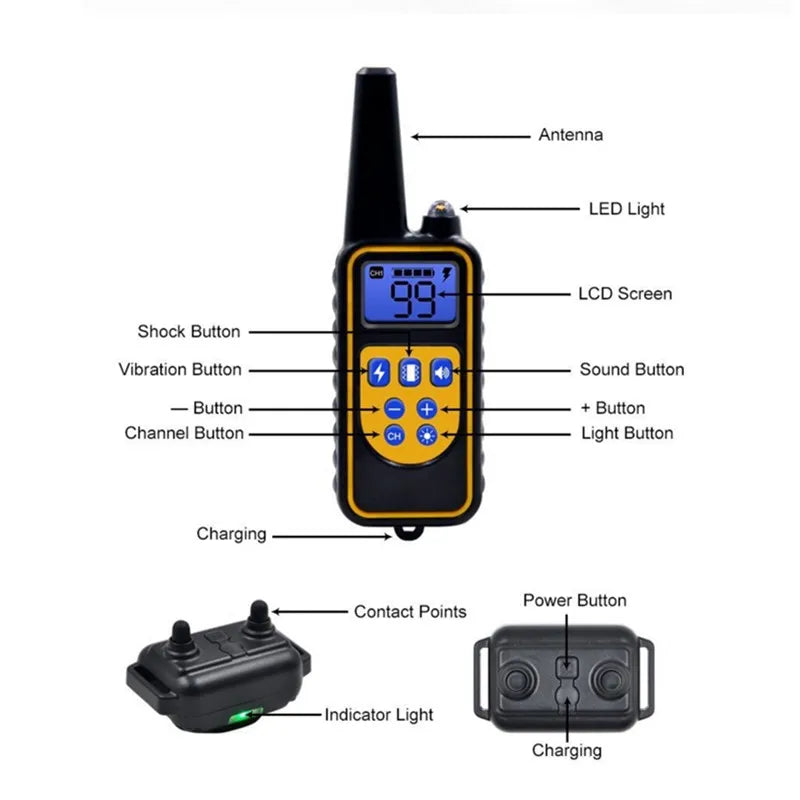 Electric Waterproof Dog Training Collar – Rechargeable Remote Anti-Bark Device | For 1, 2 or 3 Dogs