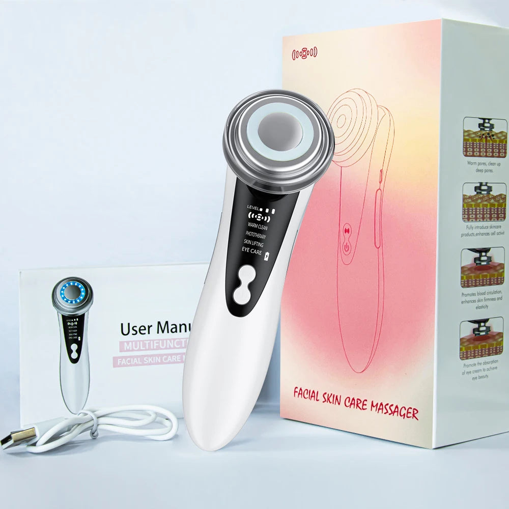 Face Massager Skin 5 In 1 Rejuvenation Massage LED Facial Lifting Beauty Vibration Wrinkle Removal Anti Aging Face Care