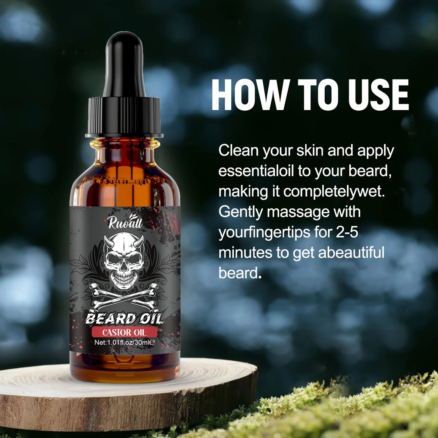 Beard essential oil rich in castor oil,Beard Growth And Grooming Soften Nourish Beard Care Roller needle length less than 0.25mm