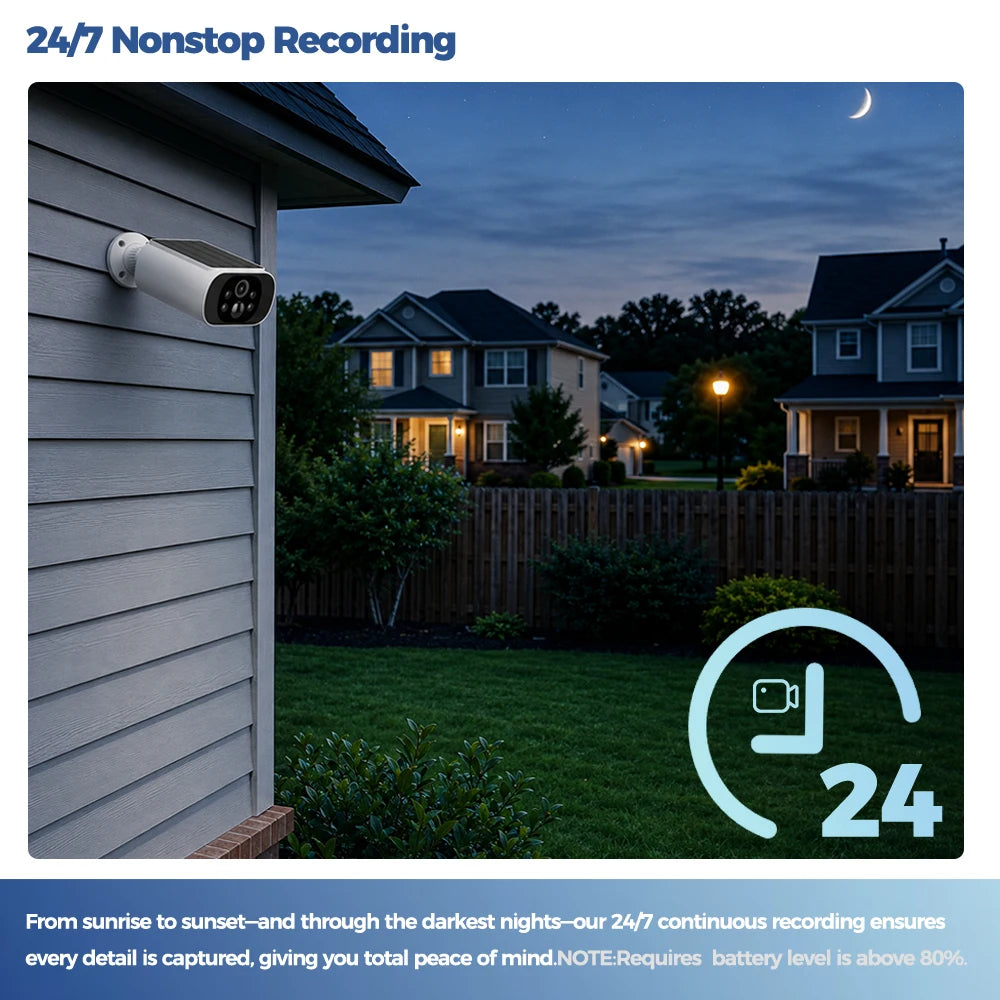 2.5K Solar Security Camera — Wireless Colour Night Vision, AI Detect