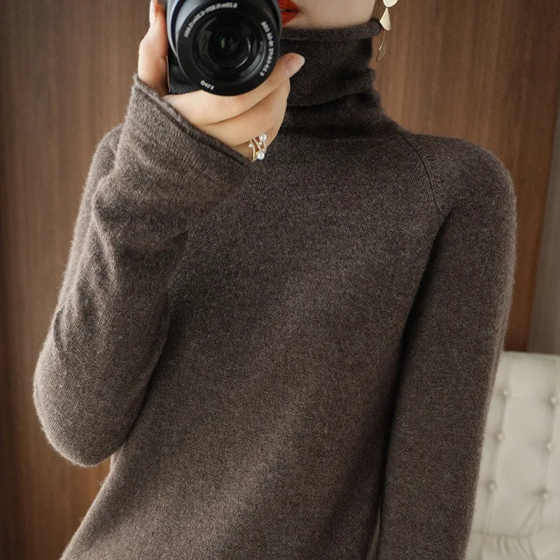 Women's Slim Turtleneck Knit Pullover - Soft Solid Bottoming Sweater - photo 14