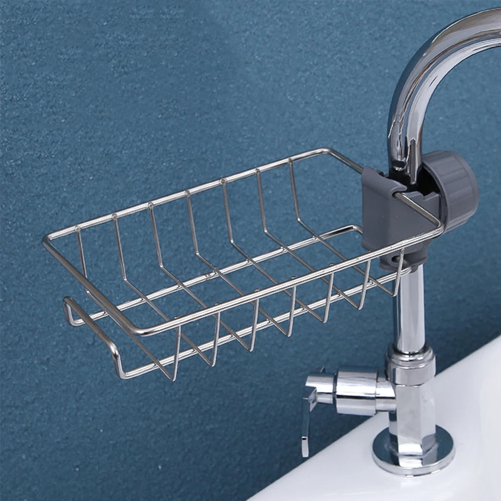 Kitchen Sink Faucet Rack - Sponge, Soap and Towel Holder with Drain - photo 5