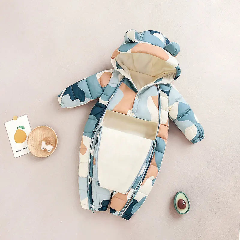 Baby Velvet-Lined Printed Jumpsuit - Thick Winter Romper 3-24 Months - photo 13