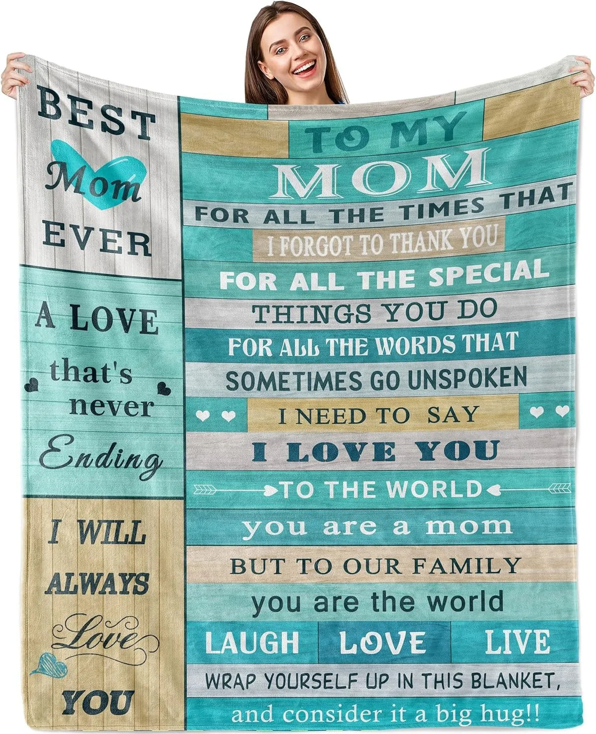 Gift for Mom Flannel Throw Blanket with Loving Message