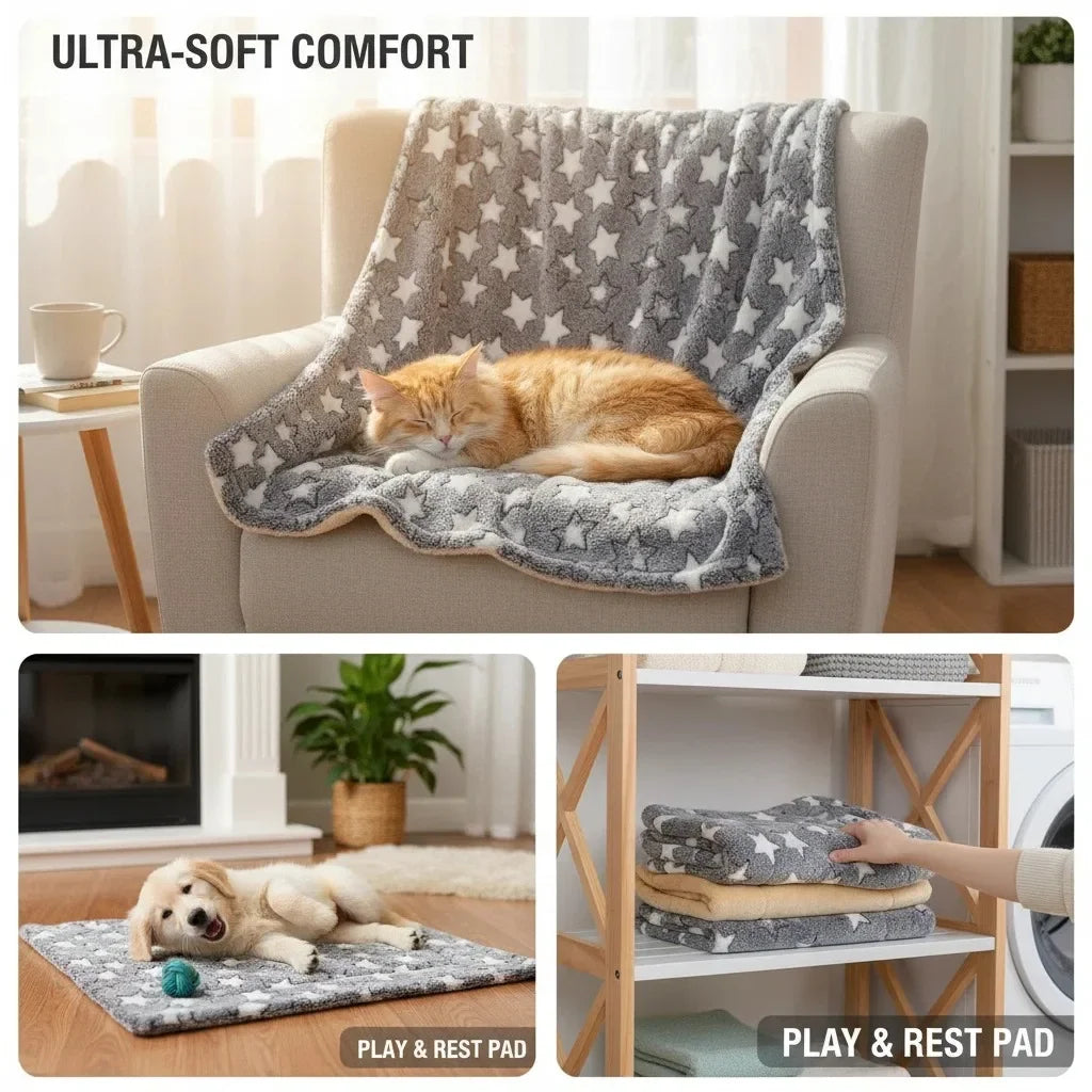 Flannel Pet Blanket Mat - Soft Washable Dog & Cat Sleeping Pad - photo 4