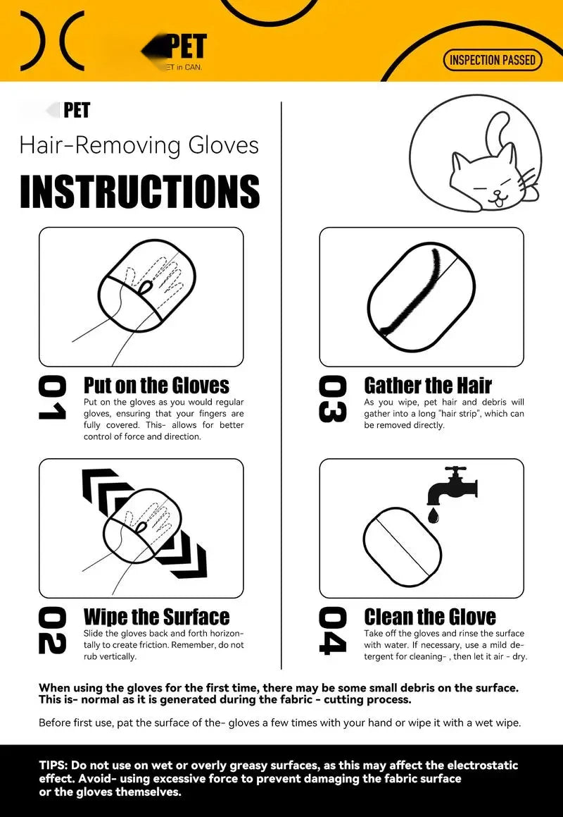 Two-Way Electrostatic Pet Hair Removal Glove – Static Brush for Cat & Dog Fur on Clothes & Furniture | 1–2 Pack