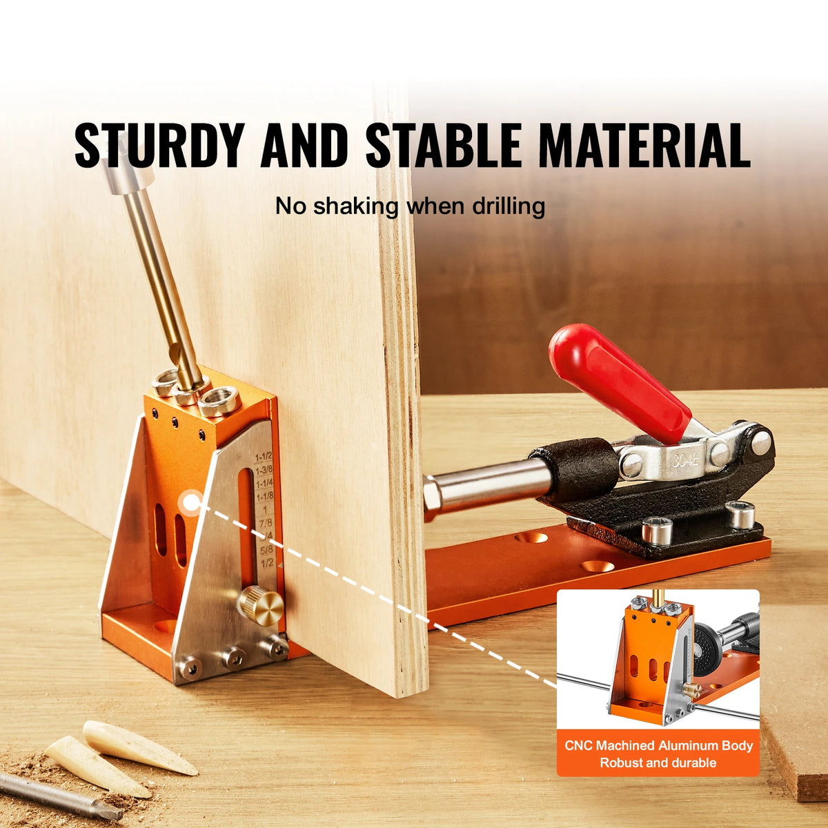 30 Pc Pocket Hole Jig Kit with Step Drill, Wrench & Stop Rings