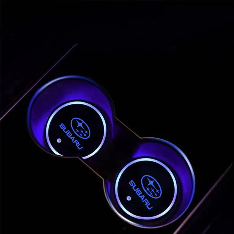 7 Color LED Car Cup Holder Light - Luminous Coaster for Subaru