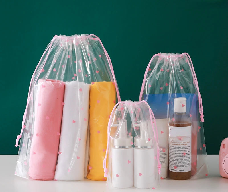 PE Dinosaur Bundle Pocket Plastic Drawstring Bag Frosted Shoes Travel Storage Bag Transparent Clothes Socks Shoes Plastic Bag