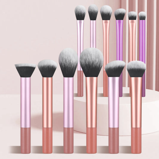 12 Pcs Makeup Brush Set - Multifunctional Cosmetic Brushes for Face & Eyes