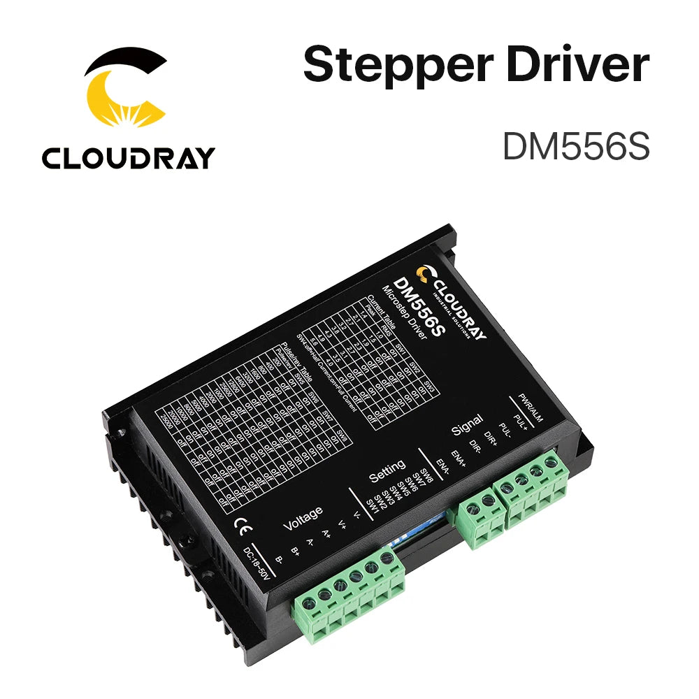 Cloudray DM556S 2-Phase Stepper Motor Driver — 18–50VDC, 1.4–5.6A (Nema 17/23/34)