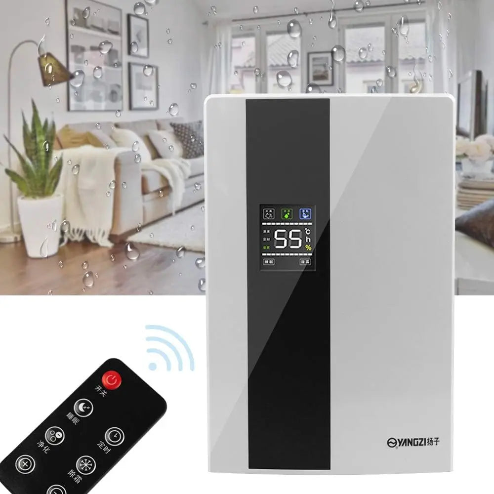 110V Home Dehumidifier 2200ml Air Moisture Absorber 90W with Remote Control Drain Hose 323sq.ft Fit for RV Bedroom
