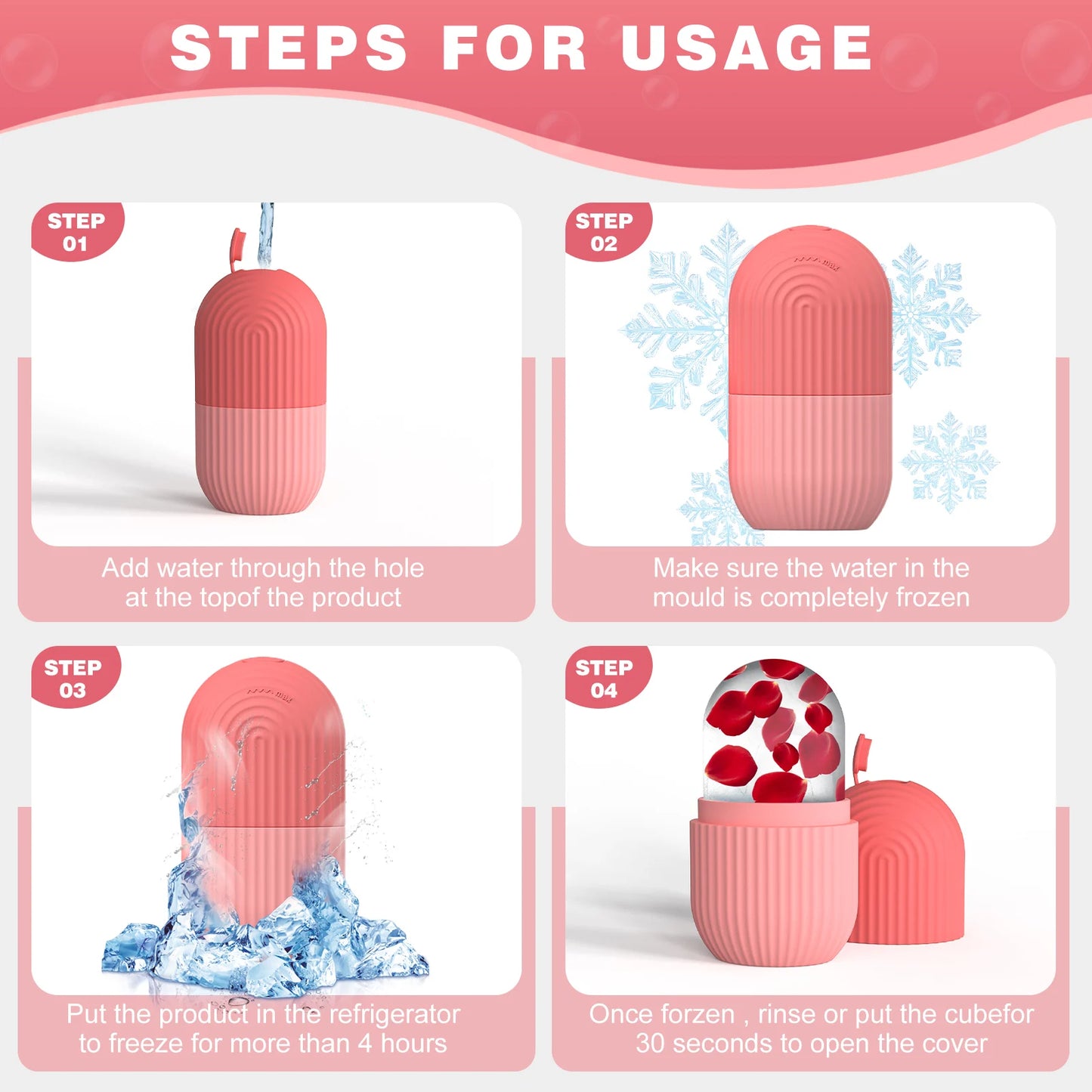 Silicone Face Ice Cube Mold & Roller for Skincare