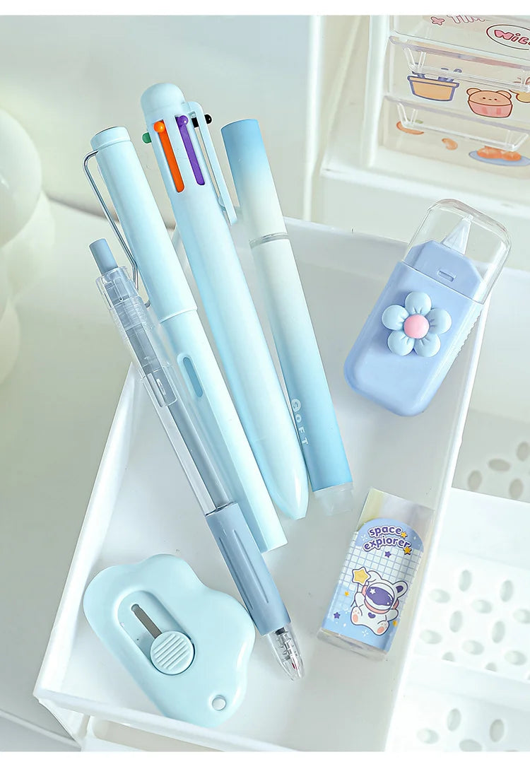 7-Pcs Stationery Set High-Quality Student Graduation Gift Neutral Pen Learning Companion Stationery Pack for Achievers， office