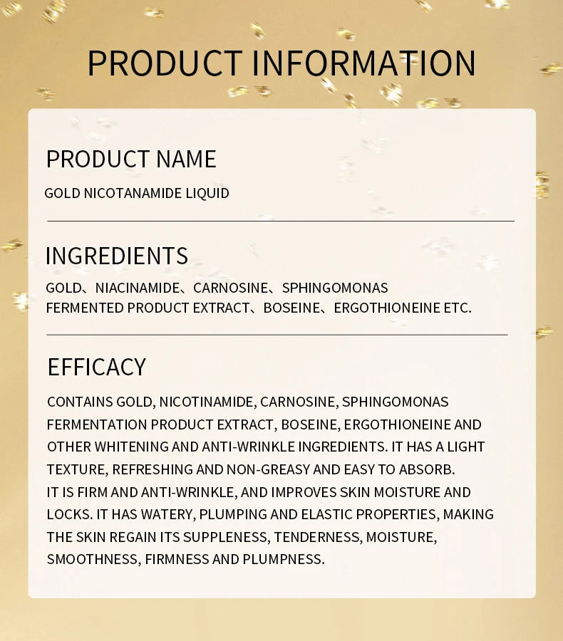 24K Gold Hyaluronic Acid Nicotinamide Face Serum Moisturize Softening The Skin, Preventing Dryness and Cracking Facial Essence