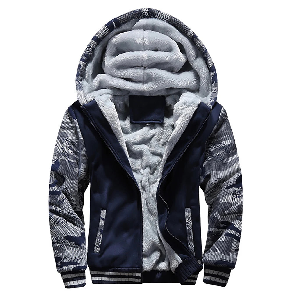 Men's Camo Fleece-Lined Hooded Jacket