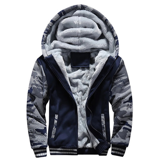 Men's Camo Fleece-Lined Hooded Jacket