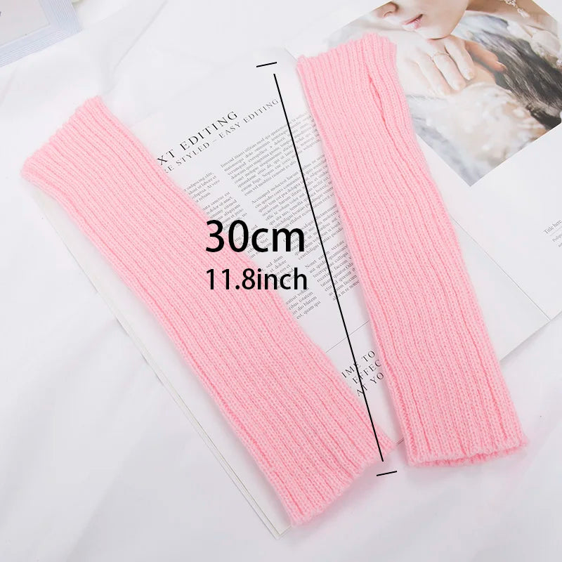 Women's Long Knit Fingerless Gloves, Arm Warmers