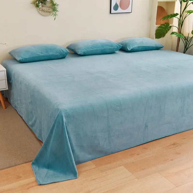 Winter Warm Thick Plush Velvet Flat Sheet Solid Color Large Size Soft Flannel Bed Sheet 350x245cm Not Including Pillowcase