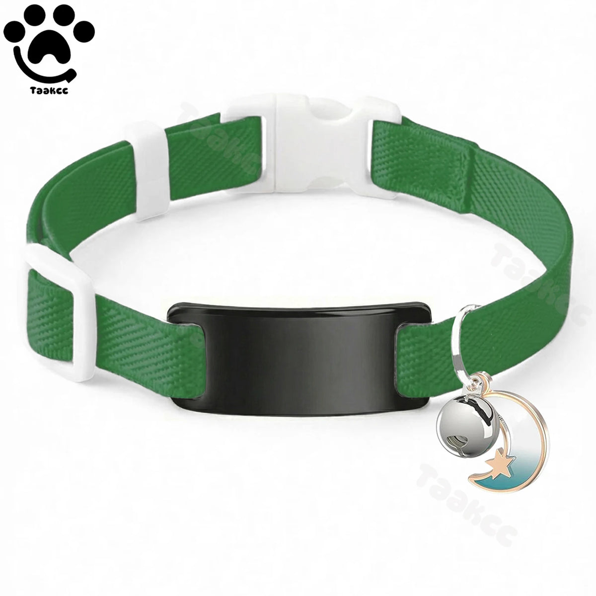 Customized Fashion Elastic Cat Collar Free Engraved Puppy Kitten Anti-lost Pet ID Nameplate Necklace With Bell & Moon Ornament