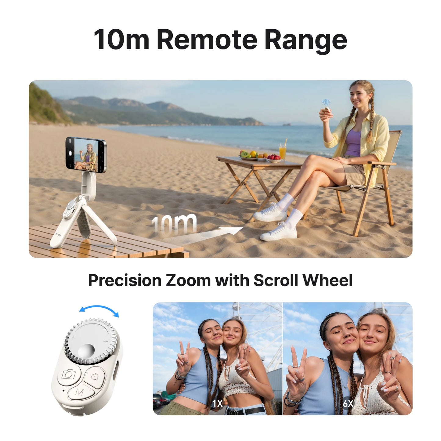 TELEISN Magnetic Bluetooth ZOOM Remote Selfie Stick Tripod For Iphone HUAWEI XIAOMI SAMSUNG Extendable Portable Vlogging Stand